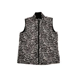 Ac-tiv-ology Reversible Zebra Black & White Print Vest Women Size L Pockets